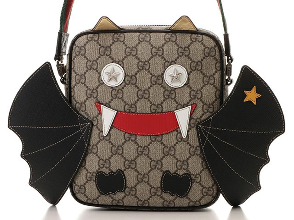 Gucci GG Supreme Shoulder Bag Bat Beige Cream Black
